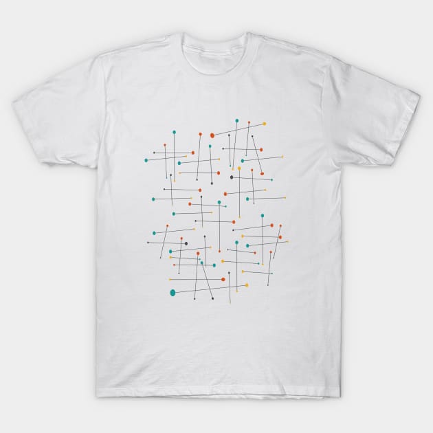 Funky Mid Century Lines And Dots T-Shirt by OrchardBerry